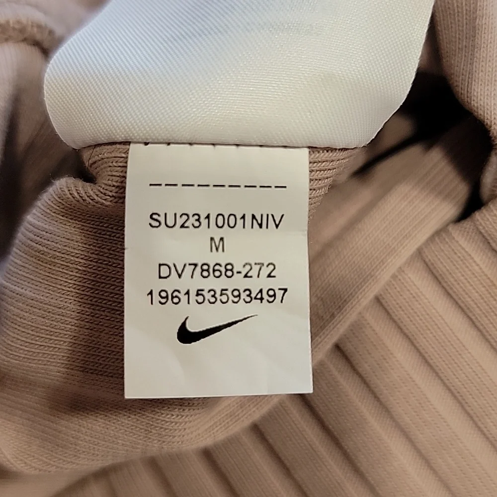 Nike Size M Creamy Beige Chill Knit Mid Rise Ribbed Flare Leg Pants